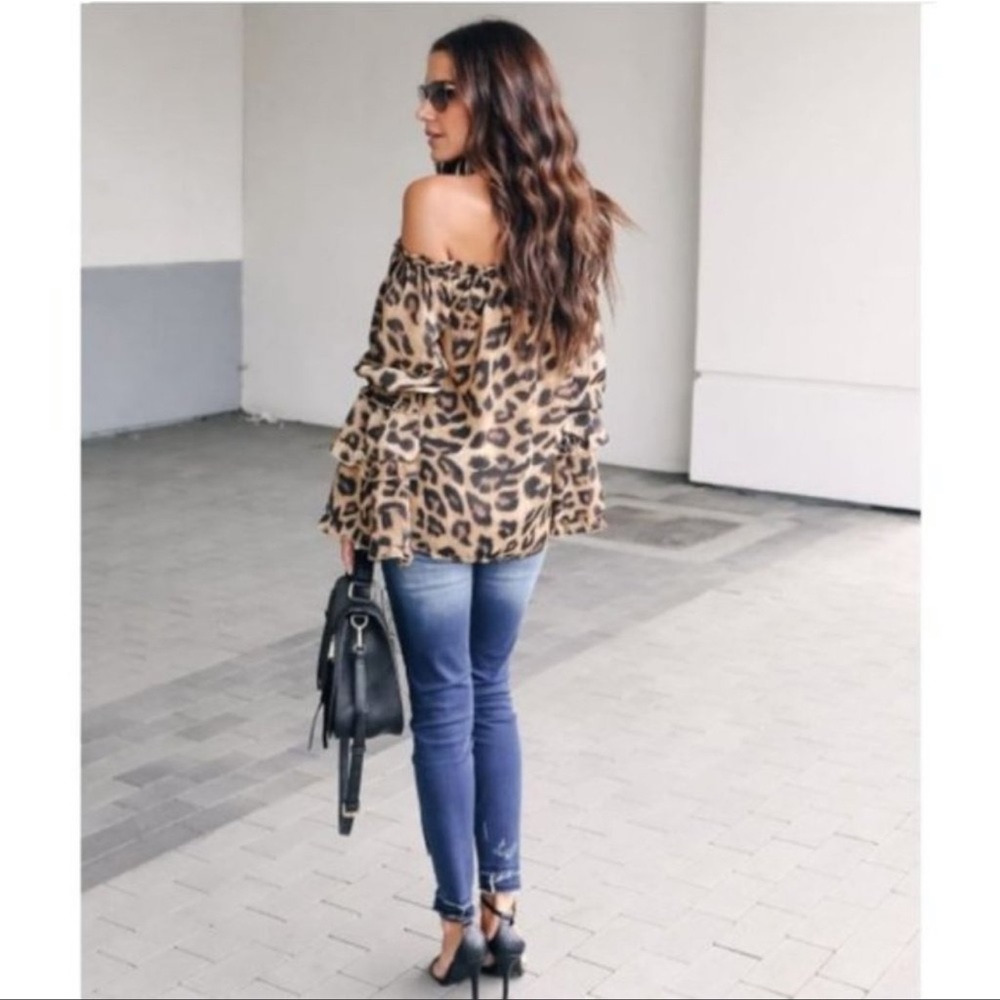 🎉HOST PICK🎉LEOPARD PRINT ON/OFF SHOULDER TOP XL NWT!!! - Picture 7 of 10